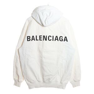Balenciaga Back Logo Oversized Pullover Parka Hoodie Parka White 556113 Tav37